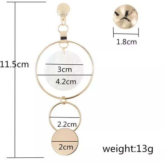 Boho Gold Geometric Drop Earrings - Picture 2 of 2